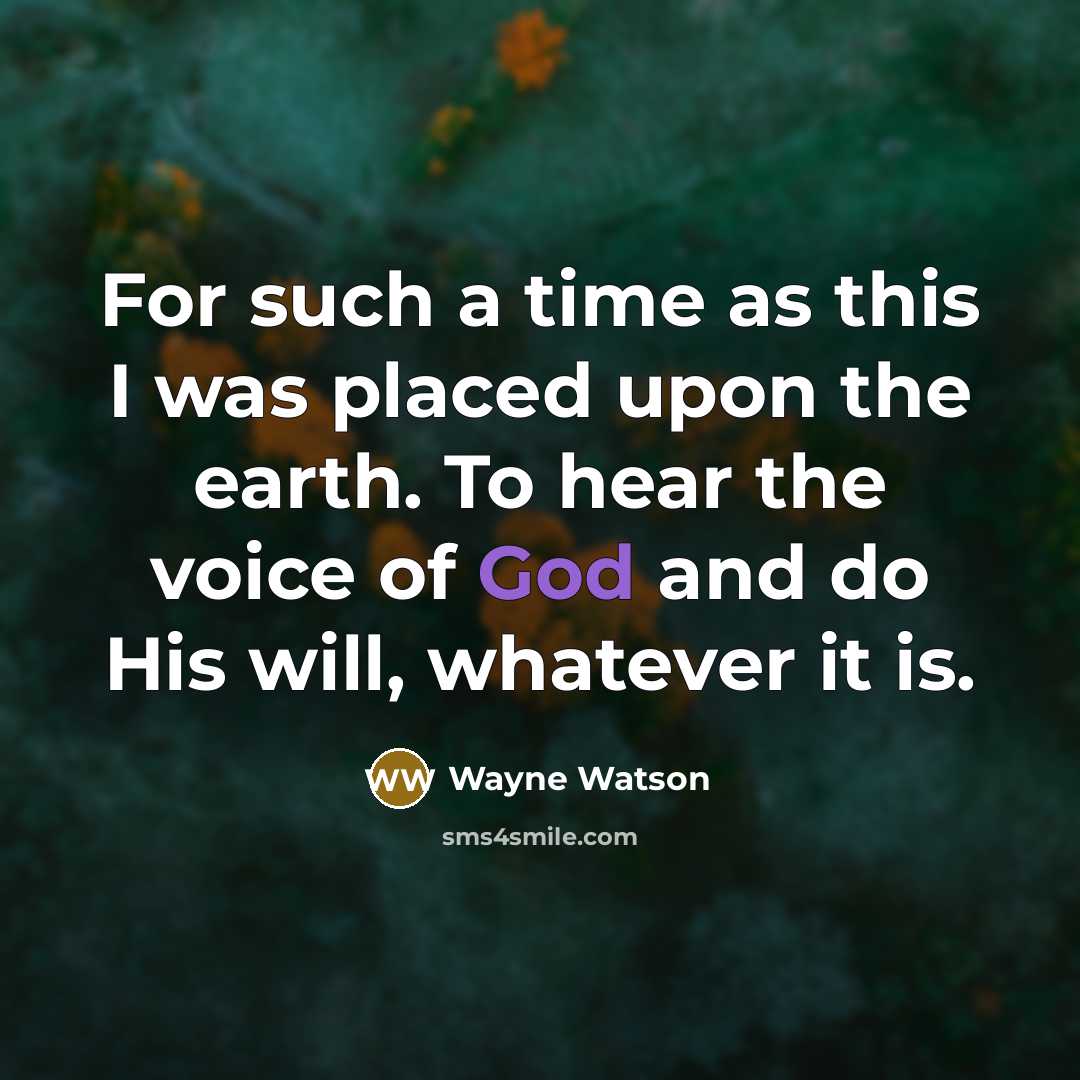 “For such a time as this I was placed upon…” quote by Wayne Watson