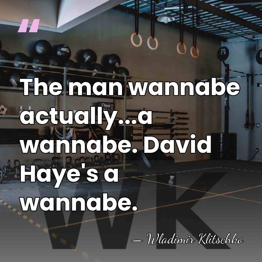 The man wannabe actually...a wannabe. David Haye's a wannabe. - Wladimir Klitschko