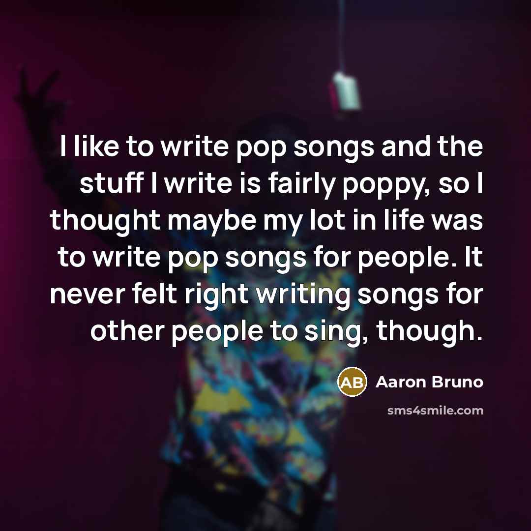 “I like to write pop songs and the stuff I…” quote by Aaron Bruno
