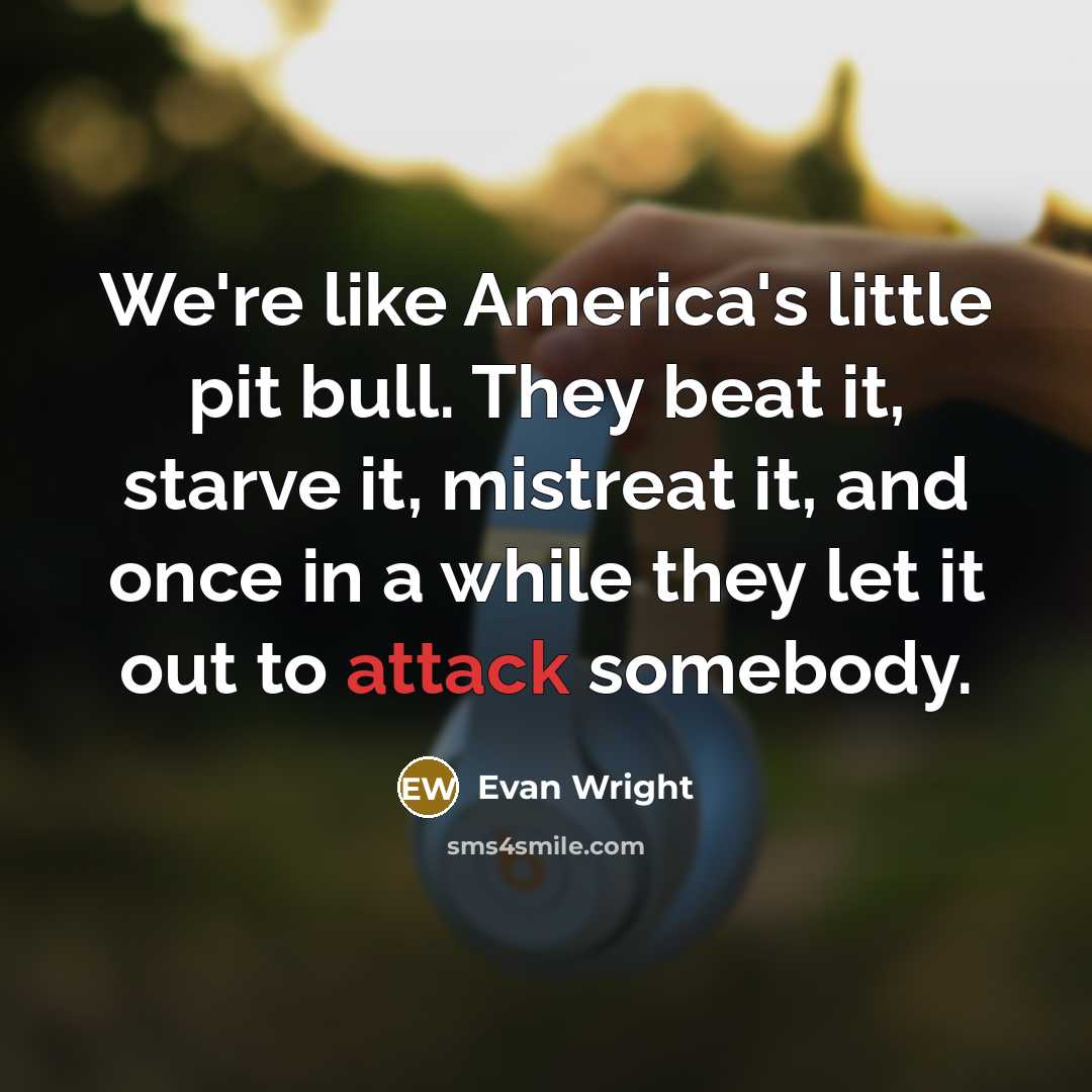 “We're like America's little pit bull. They beat it, starve…” quote by Evan Wright