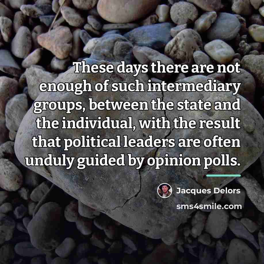 “These days there are not enough of such intermediary groups,…” quote by Jacques Delors