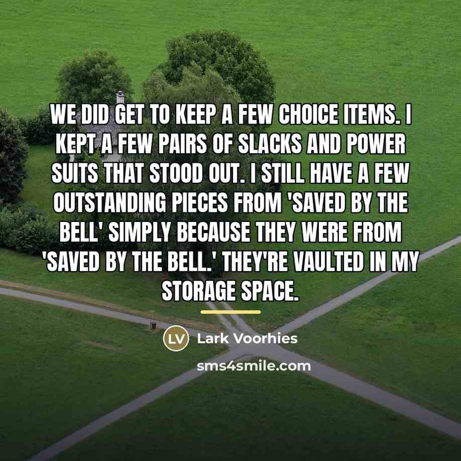“We did get to keep a few choice items. I…” quote by Lark Voorhies