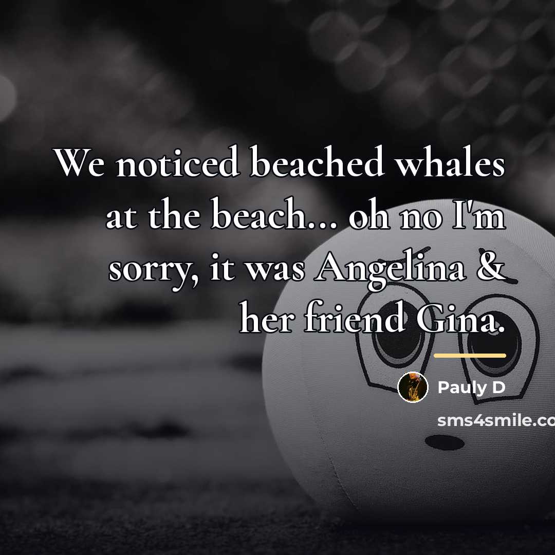 “We noticed beached whales at the beach... oh no I'm…” quote by Pauly D