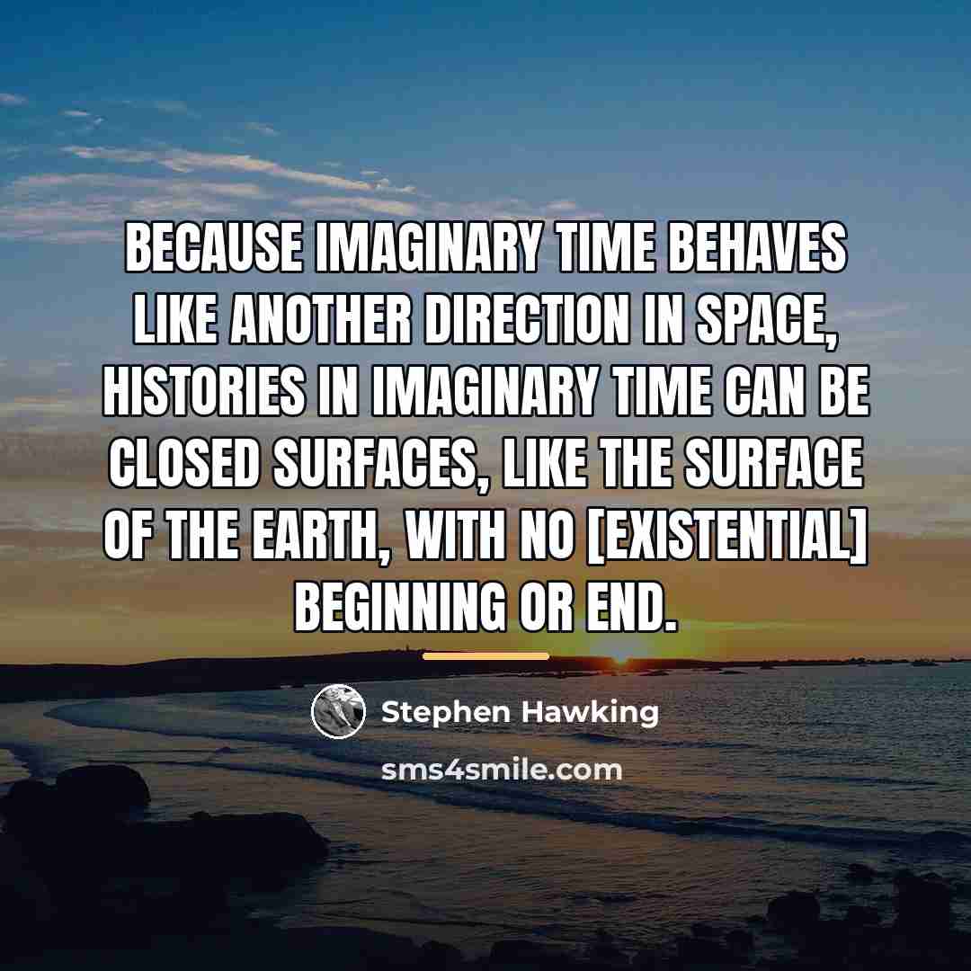 “Because imaginary time behaves like another direction in space, histories…” quote by Stephen Hawking