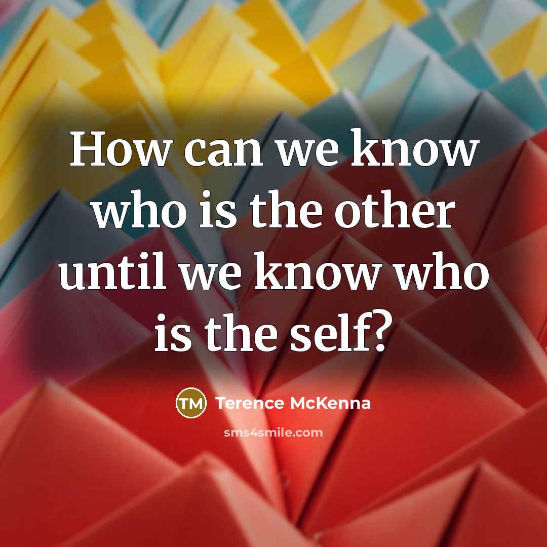 “How can we know who is the other until we…” quote by Terence McKenna