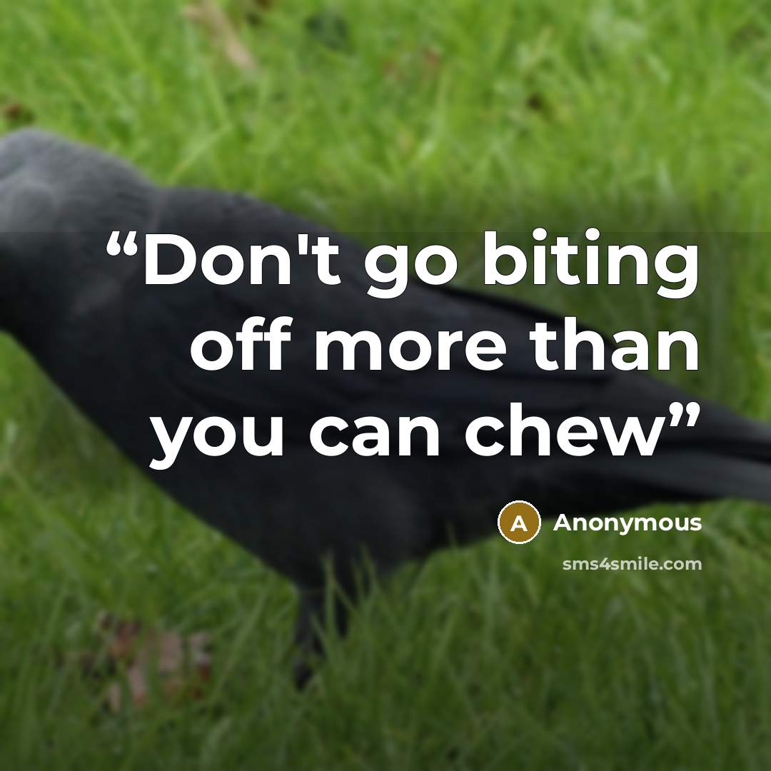 “Don't go biting off more than you can chew” quote by Anonymous