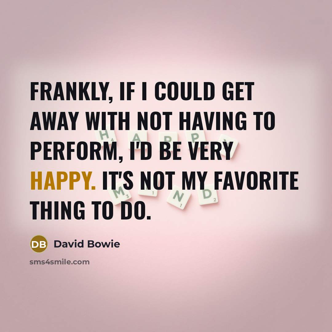 “Frankly, if I could get away with not having to…” quote by David Bowie