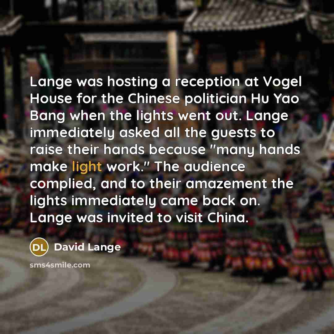“Lange was hosting a reception at Vogel House for the…” quote by David Lange