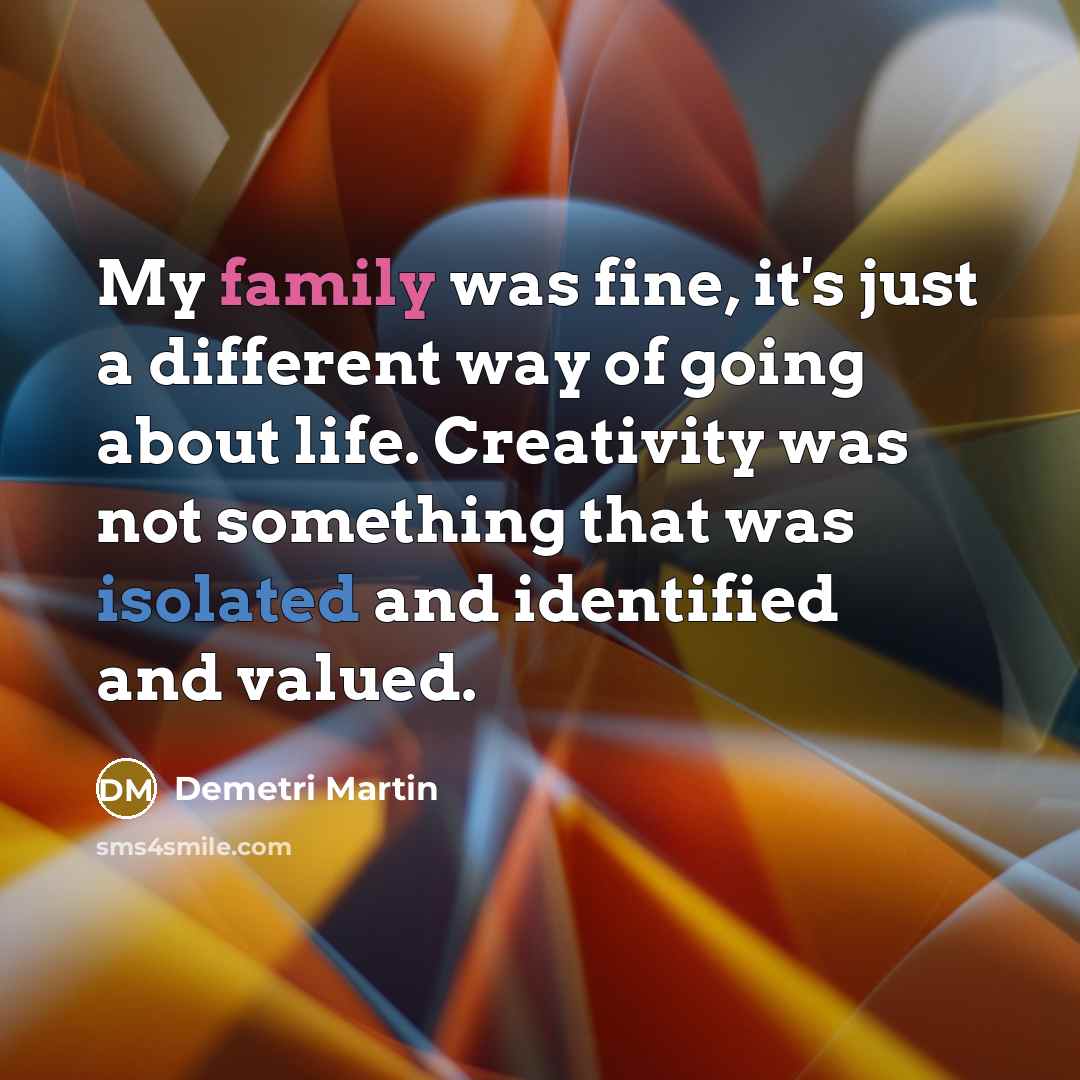 “My family was fine, it's just a different way of…” quote by Demetri Martin