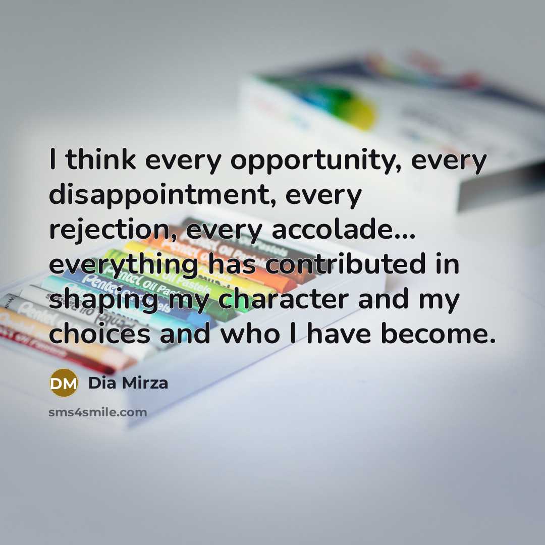 “I think every opportunity, every disappointment, every rejection, every accolade...…” quote by Dia Mirza