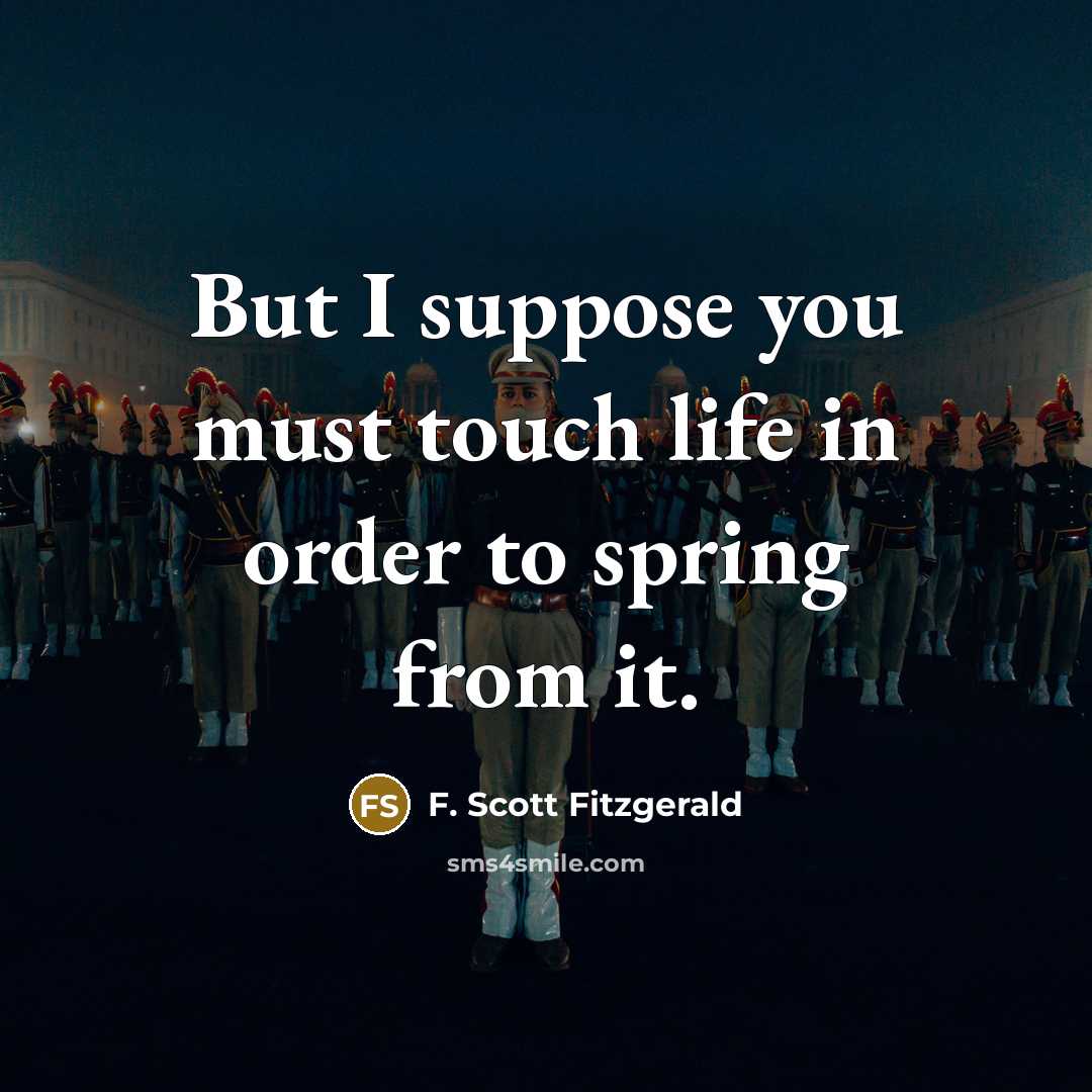 “But I suppose you must touch life in order to…” quote by F. Scott Fitzgerald