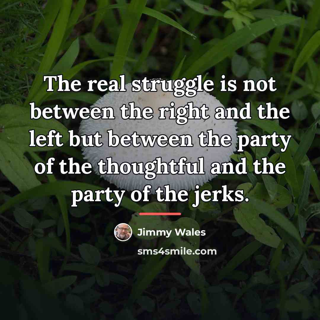 “The real struggle is not between the right and the…” quote by Jimmy Wales