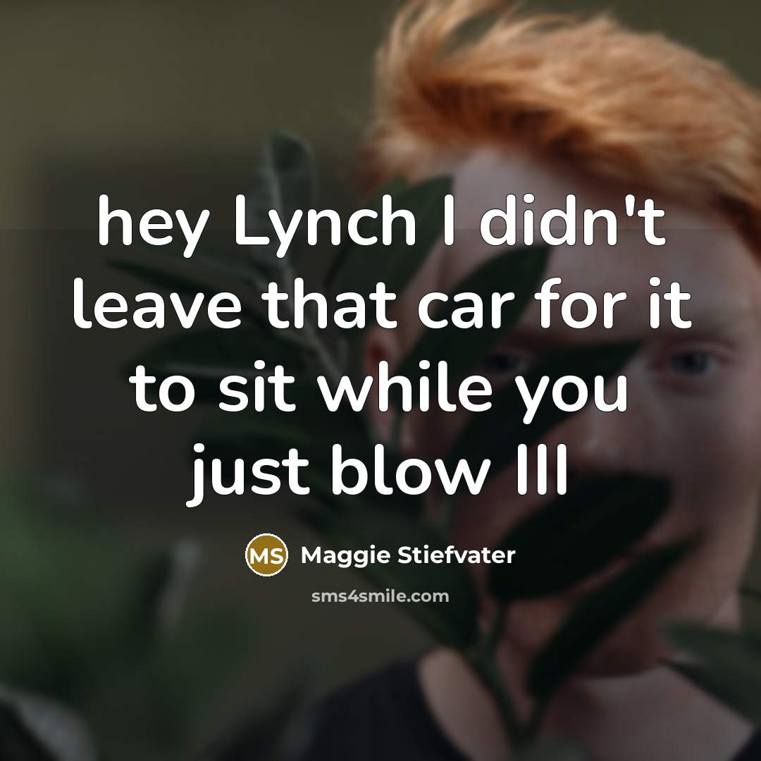 “hey Lynch I didn't leave that car for it to…” quote by Maggie Stiefvater