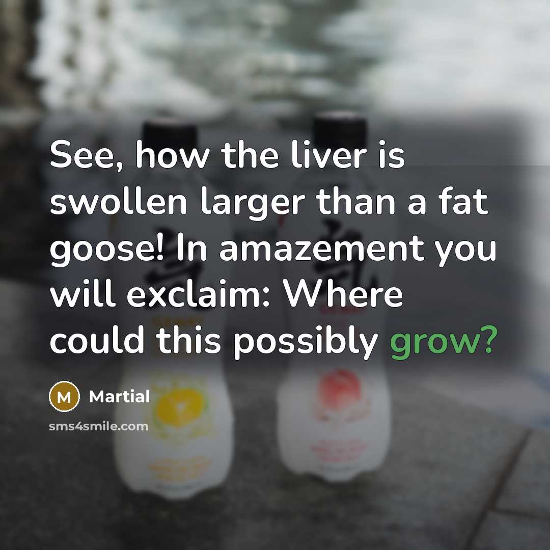 “See, how the liver is swollen larger than a fat…” quote by Martial