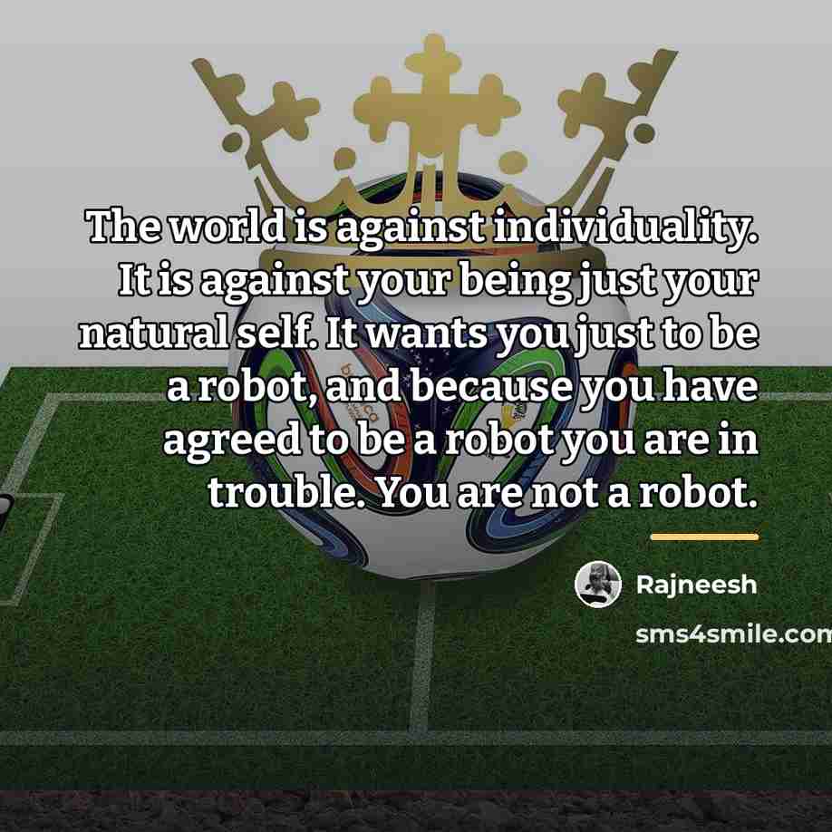 “The world is against individuality. It is against your being…” quote by Rajneesh