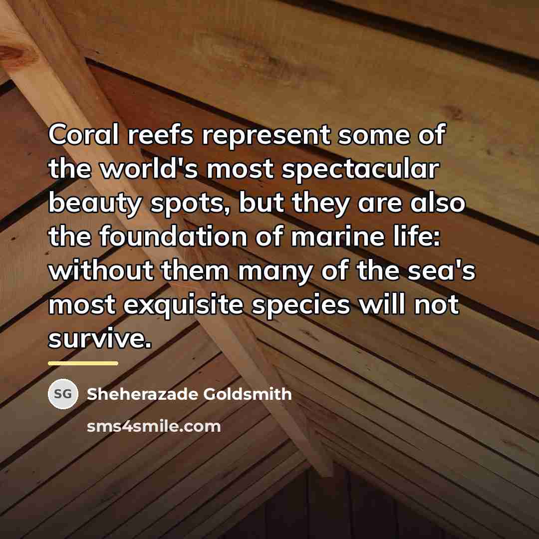 “Coral reefs represent some of the world's most spectacular beauty…” quote by Sheherazade Goldsmith