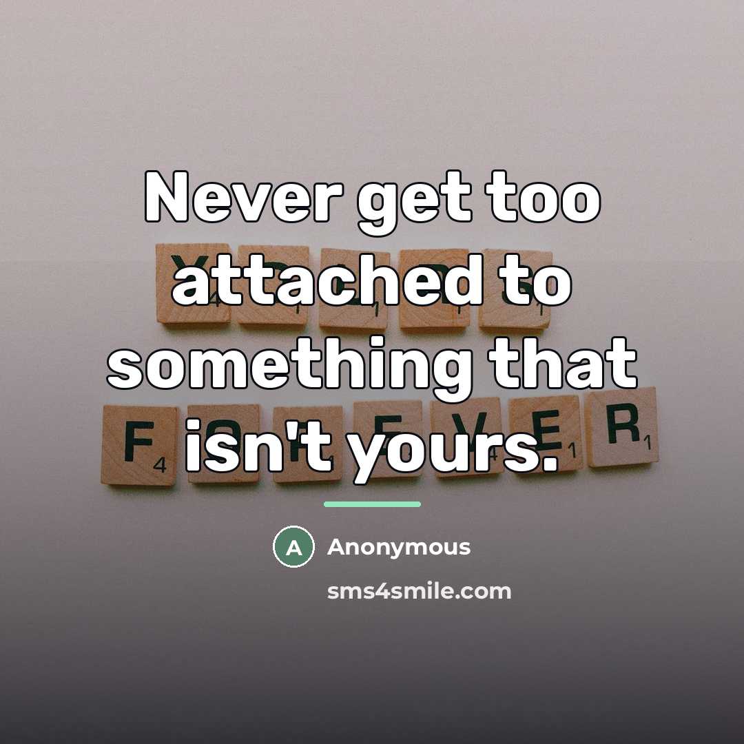 “Never get too attached to something that isn't yours.…” quote by Anonymous