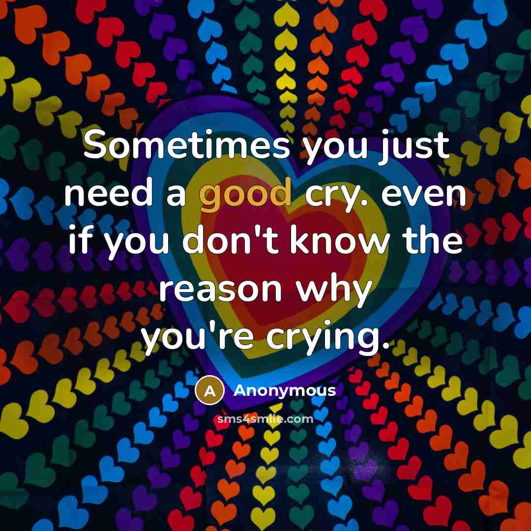 “Sometimes you just need a good cry. even if you…” quote by Anonymous