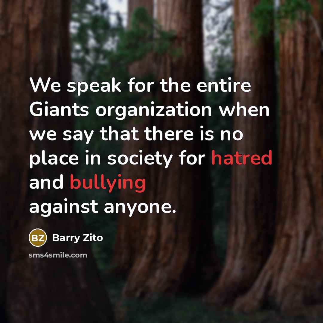 “We speak for the entire Giants organization when we say…” quote by Barry Zito