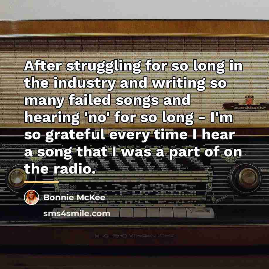 “After struggling for so long in the industry and writing…” quote by Bonnie McKee