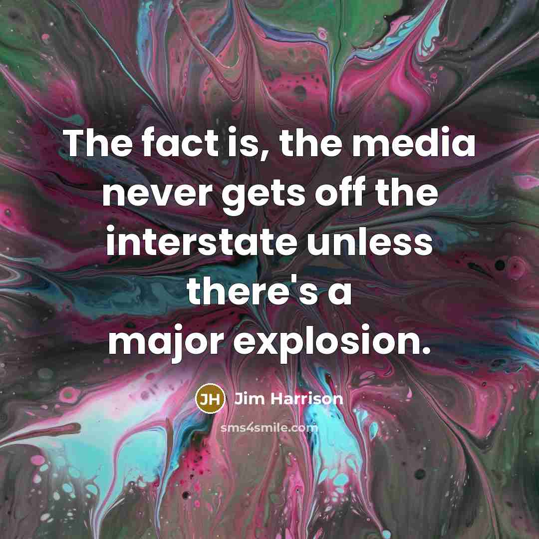 “The fact is, the media never gets off the interstate…” quote by Jim Harrison