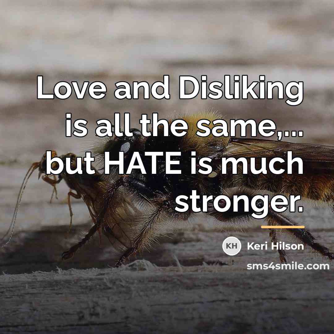 “Love and Disliking is all the same,... but HATE is…” quote by Keri Hilson