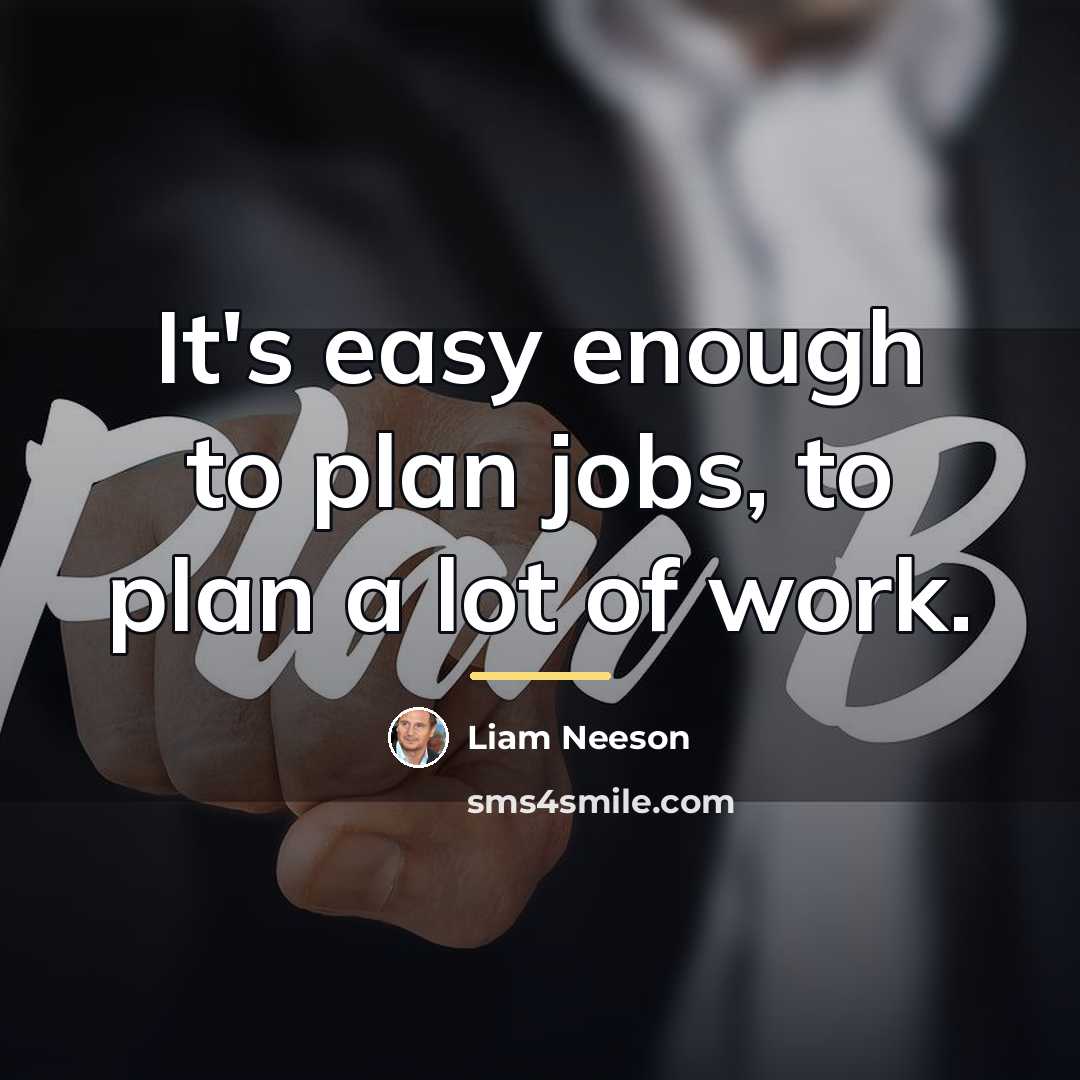 “It's easy enough to plan jobs, to plan a lot…” quote by Liam Neeson