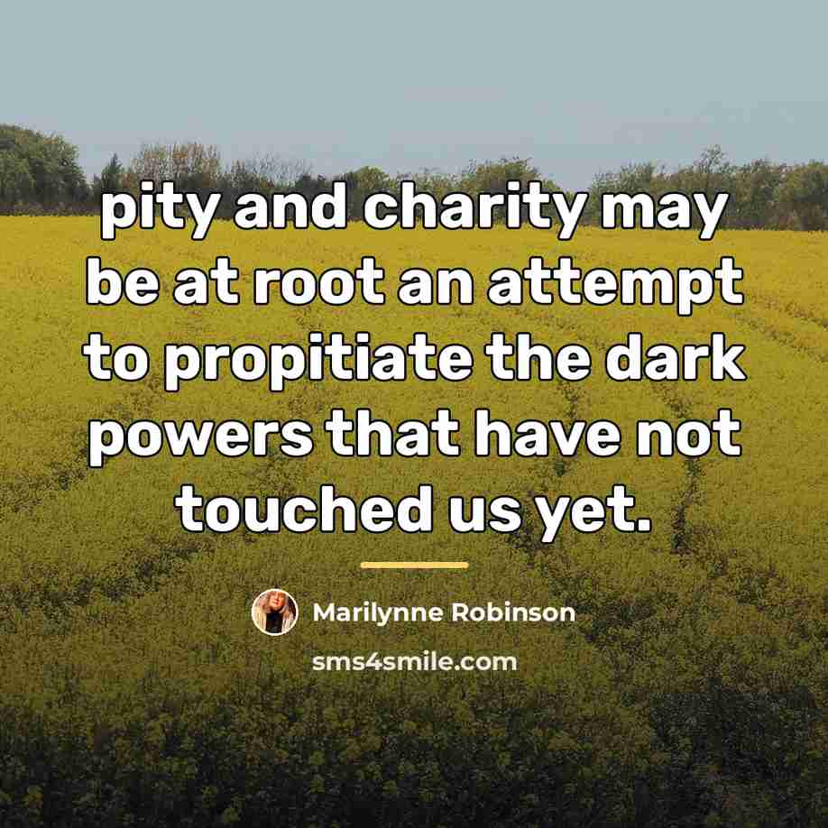 “pity and charity may be at root an attempt to…” quote by Marilynne Robinson