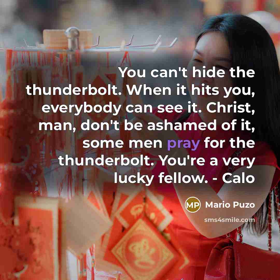 “You can't hide the thunderbolt. When it hits you, everybody…” quote by Mario Puzo