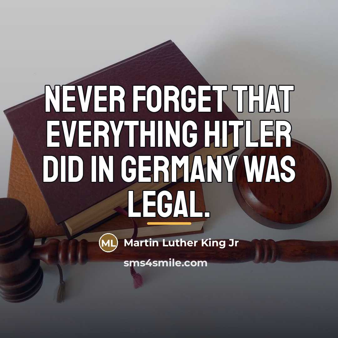 “Never forget that everything Hitler did in Germany was legal.…” quote by Martin Luther King Jr