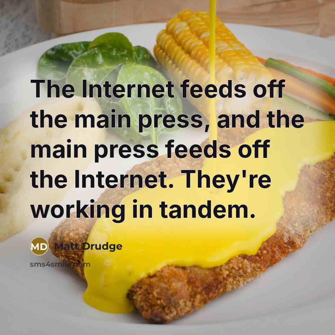 “The Internet feeds off the main press, and the main…” quote by Matt Drudge