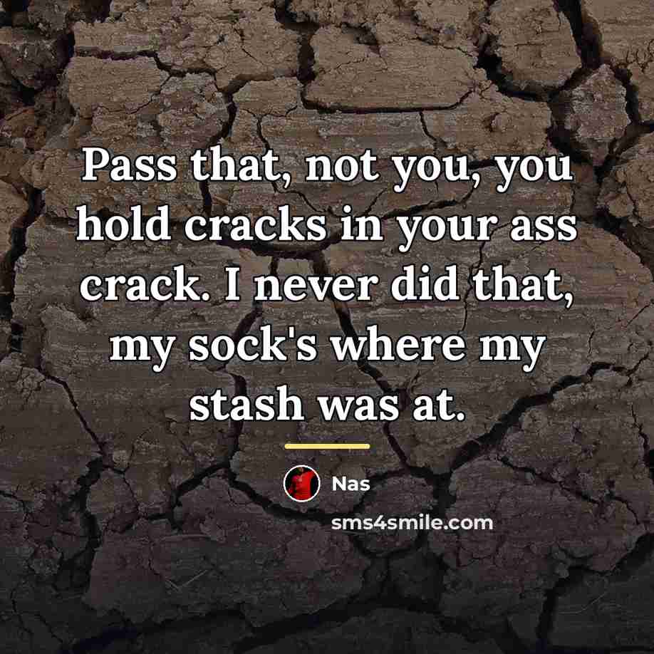 “Pass that, not you, you hold cracks in your ass…” quote by Nas