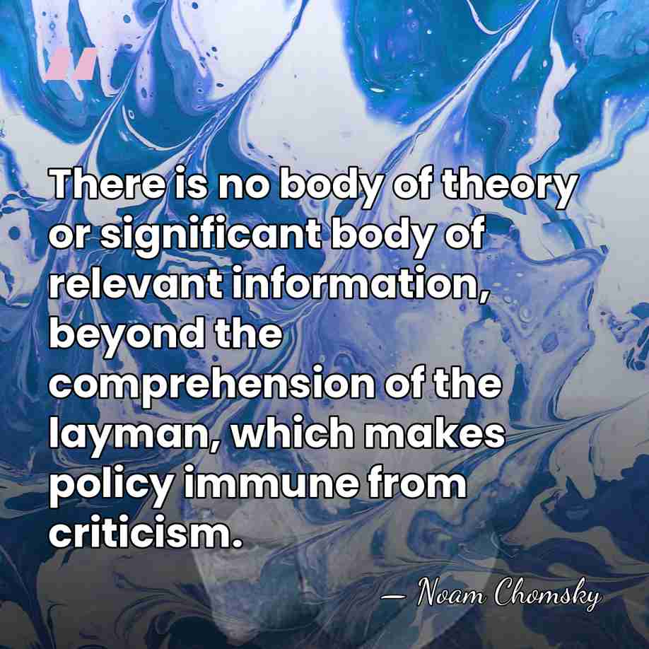 There is no body of theory or significant body of relevant information,&hellip; - Noam Chomsky