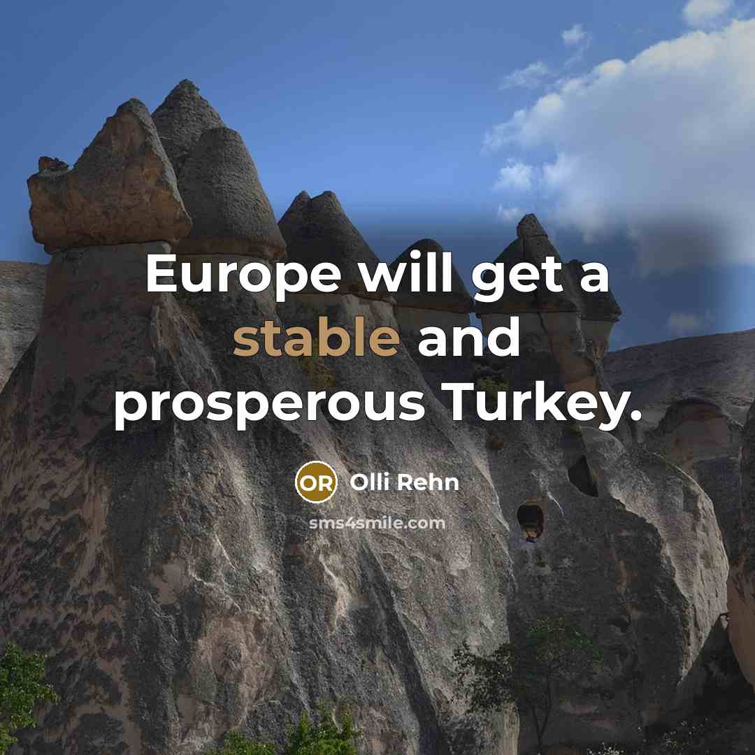 “Europe will get a stable and prosperous Turkey.…” quote by Olli Rehn