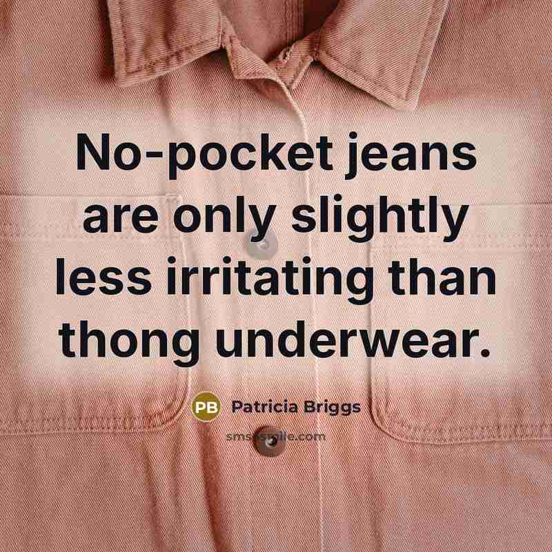 “No-pocket jeans are only slightly less irritating than thong underwear.…” quote by Patricia Briggs