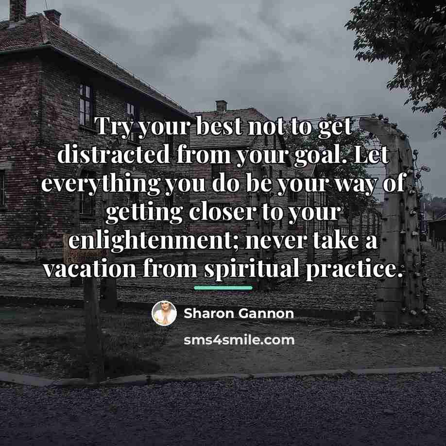 “Try your best not to get distracted from your goal.…” quote by Sharon Gannon