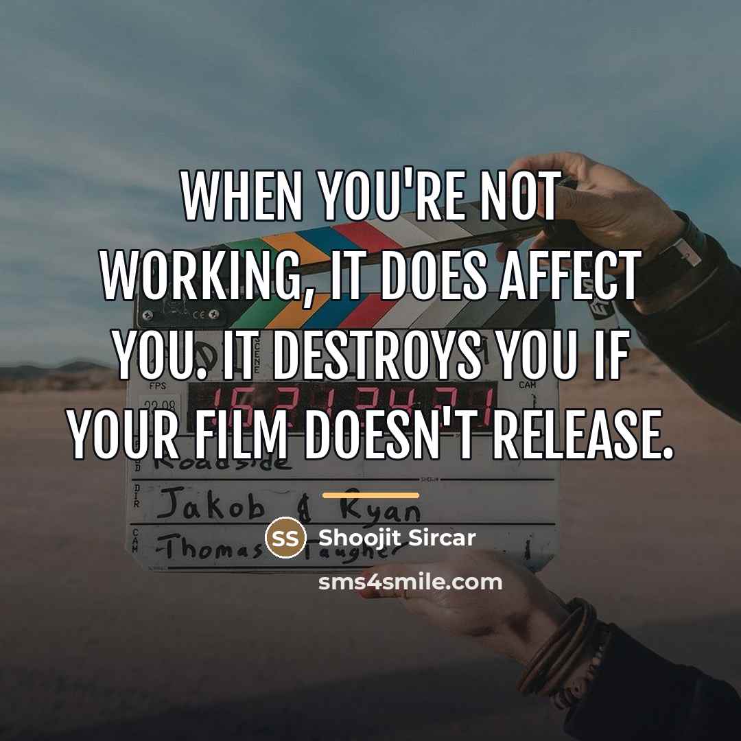 “When you're not working, it does affect you. It destroys…” quote by Shoojit Sircar