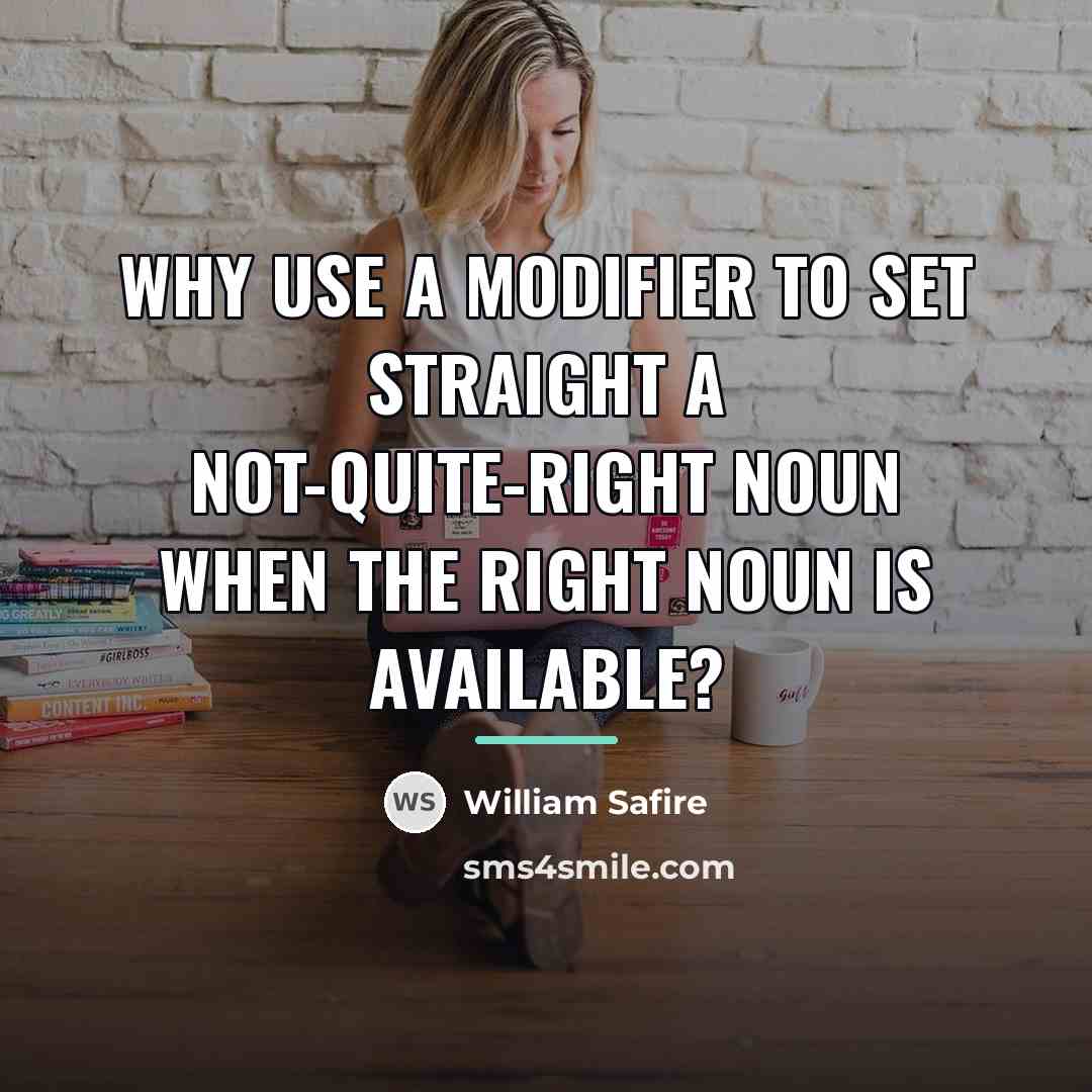 “Why use a modifier to set straight a not-quite-right noun…” quote by William Safire