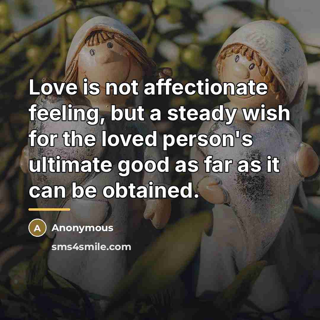 “Love is not affectionate feeling, but a steady wish for…” quote by Anonymous