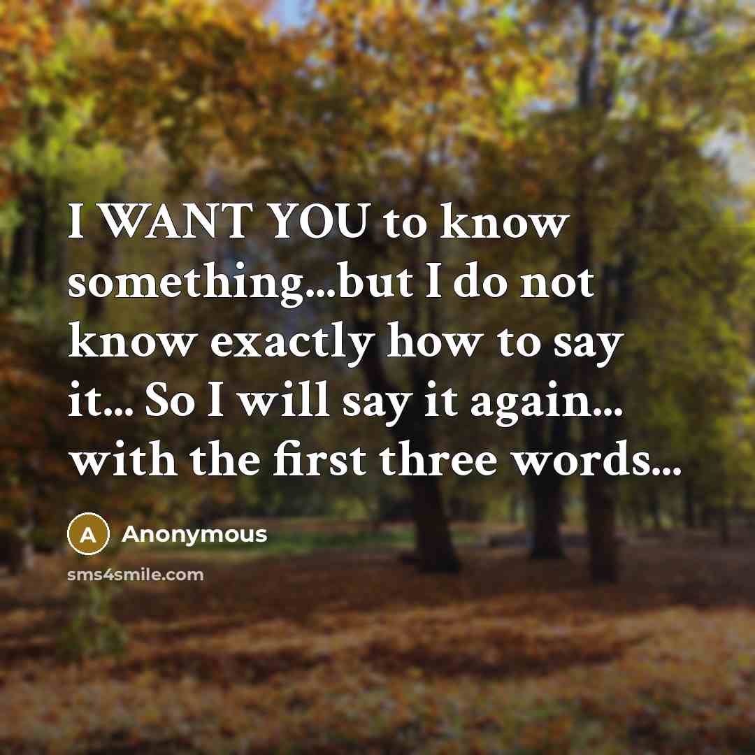 “I WANT YOU to know something...but I do not know…” quote by Anonymous
