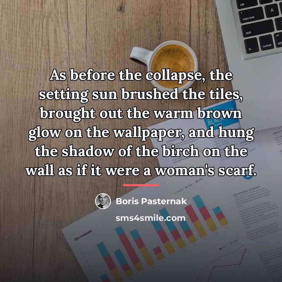 “As before the collapse, the setting sun brushed the tiles,…” quote by Boris Pasternak