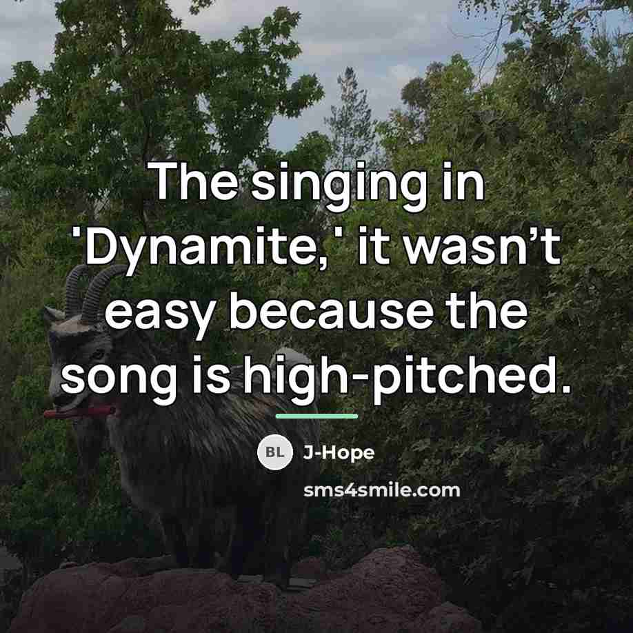 “The singing in 'Dynamite,' it wasn't easy because the song…” quote by J-Hope