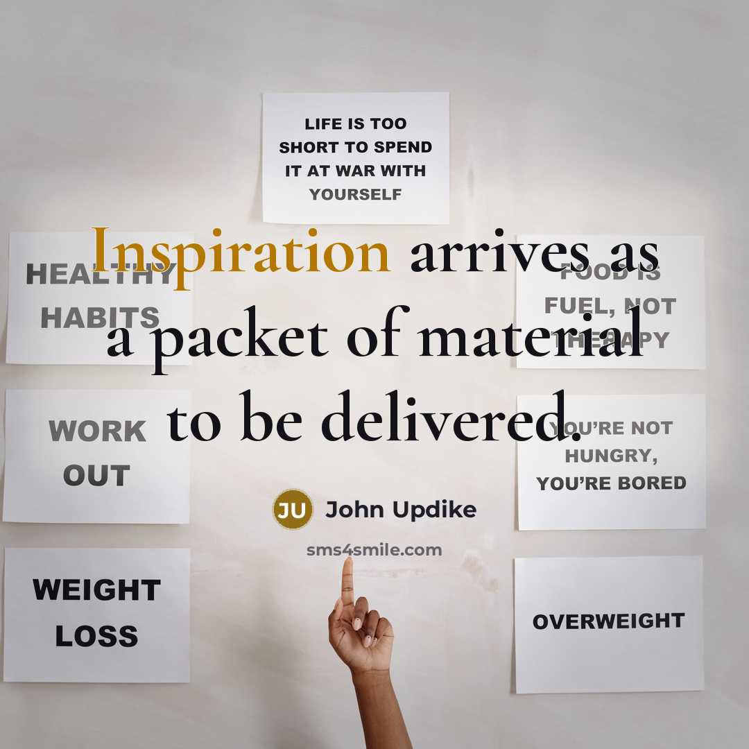 “Inspiration arrives as a packet of material to be delivered.…” quote by John Updike