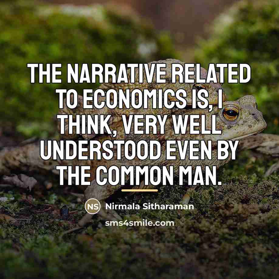 “The narrative related to economics is, I think, very well…” quote by Nirmala Sitharaman