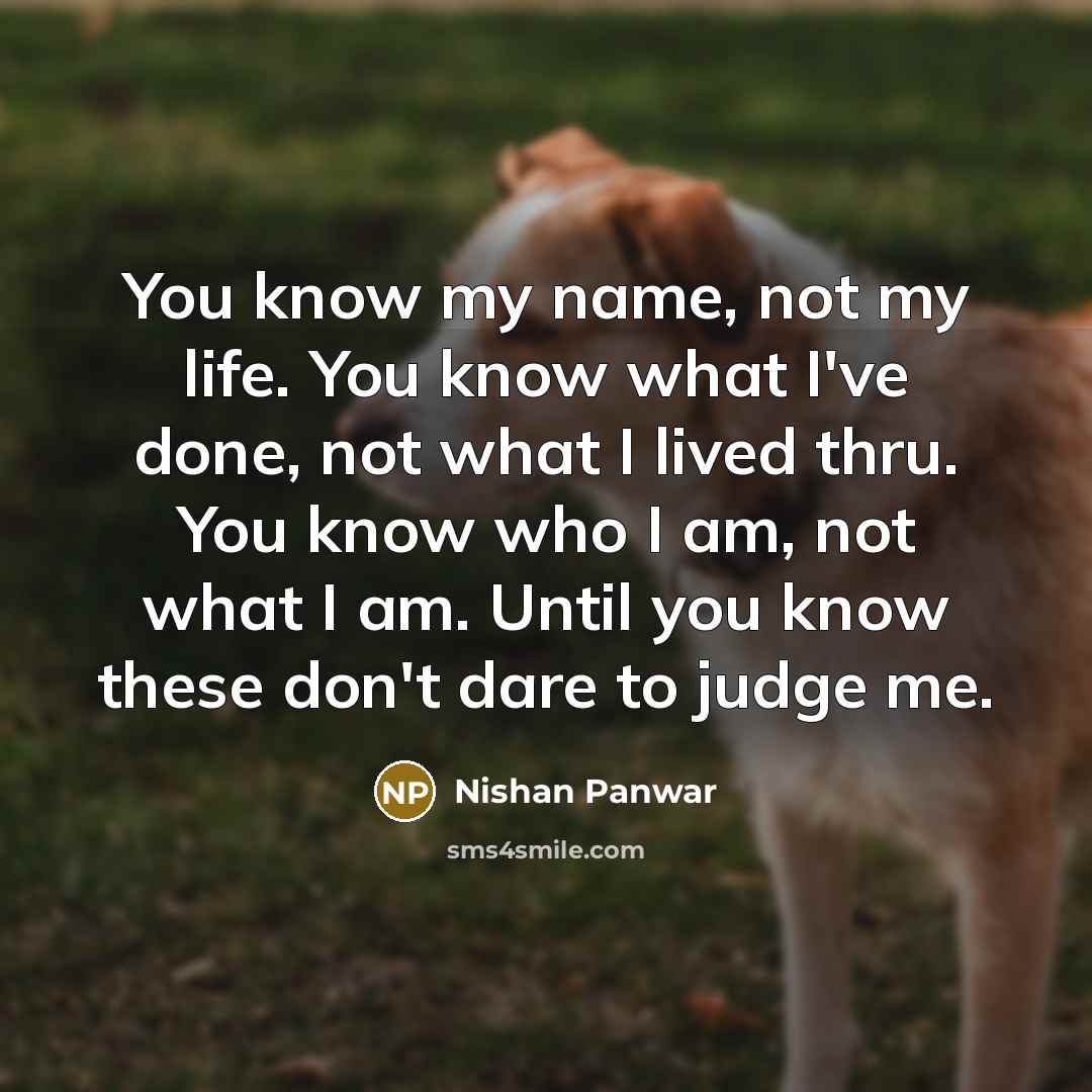 “You know my name, not my life. You know what…” quote by Nishan Panwar