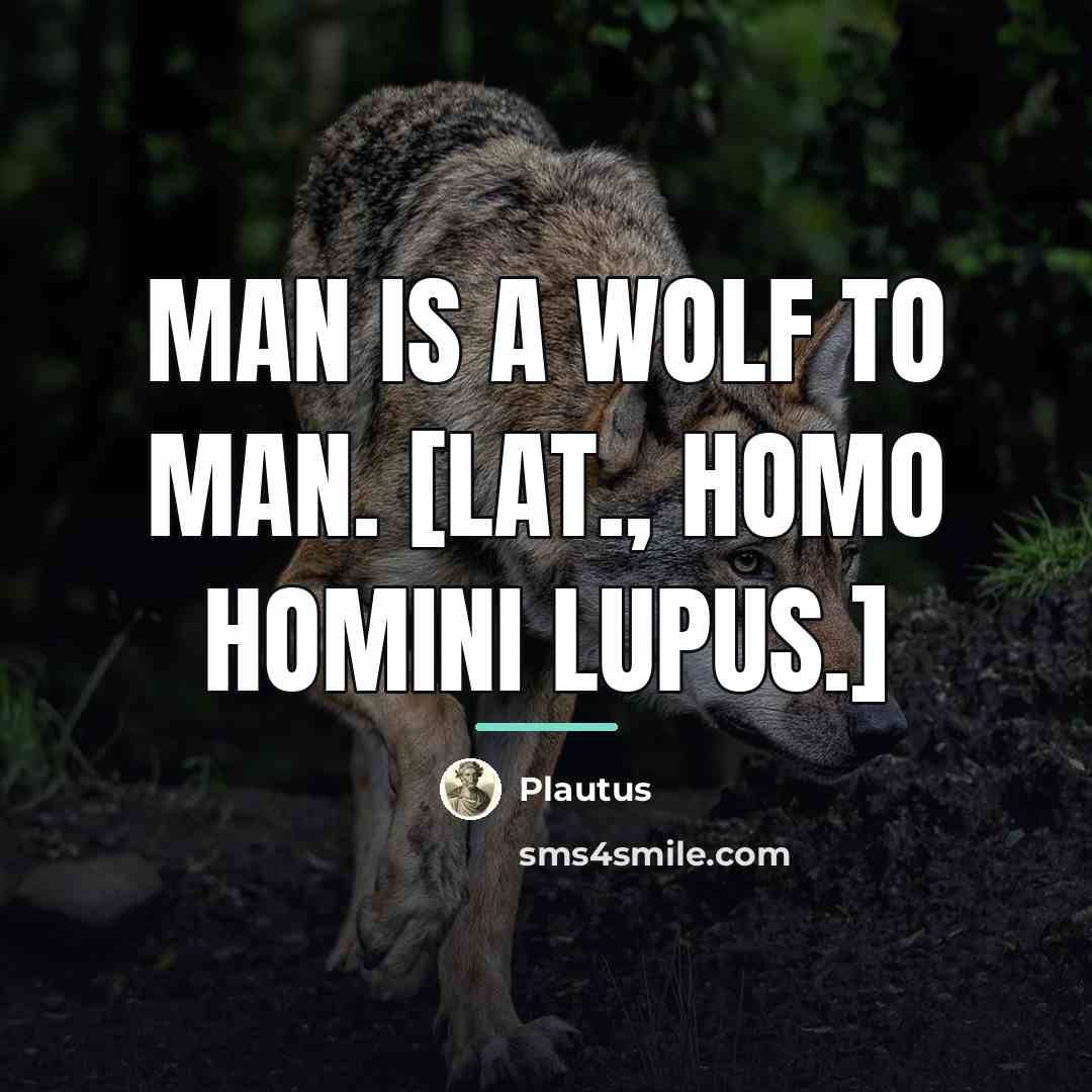 “Man is a wolf to man. [Lat., Homo homini lupus.]…” quote by Plautus