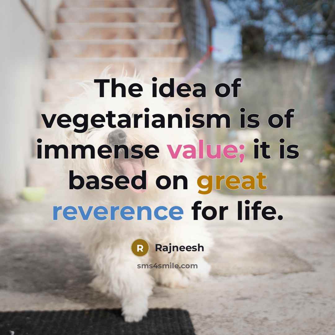 “The idea of vegetarianism is of immense value; it is based on great reverence for life.” quote by Rajneesh