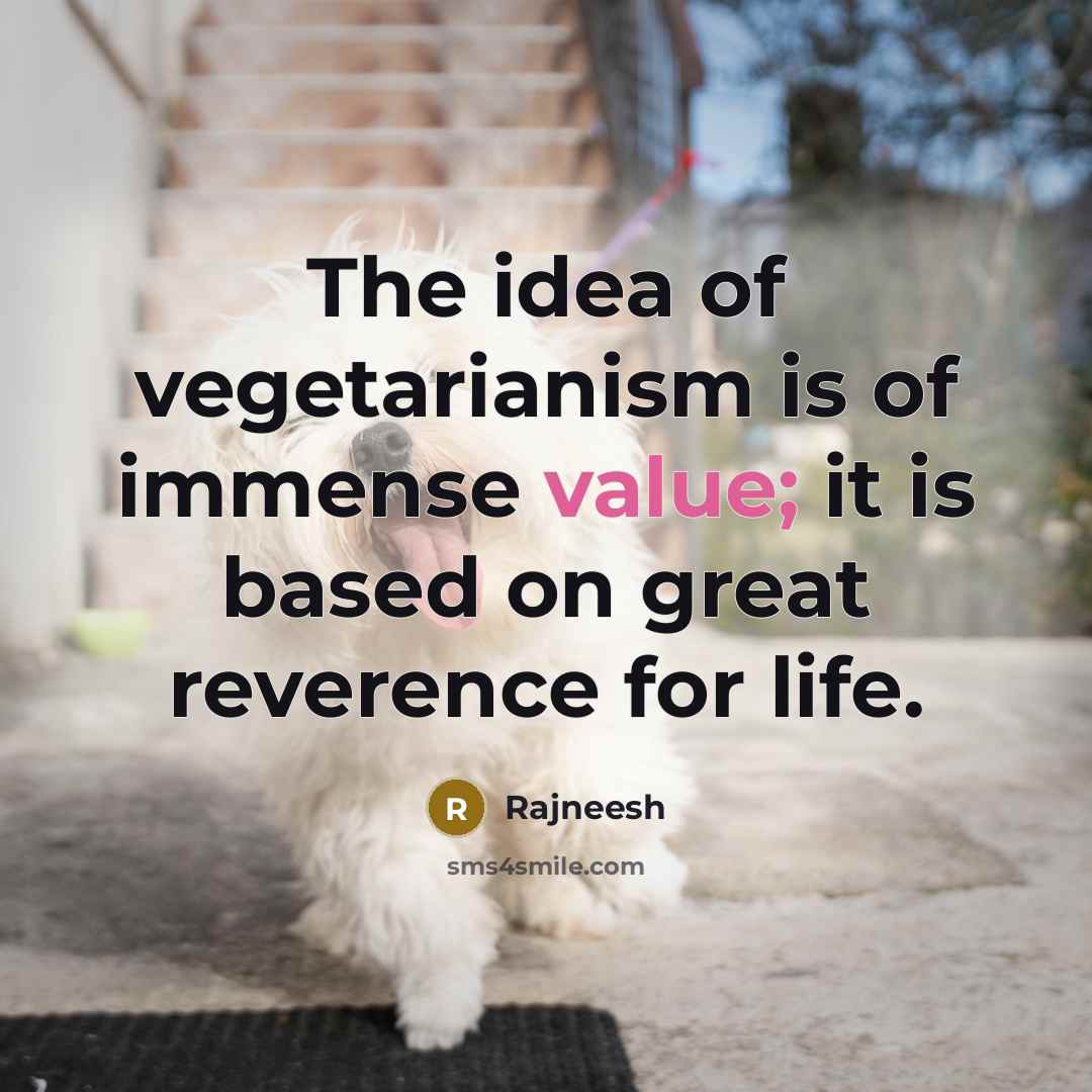 “The idea of vegetarianism is of immense value; it is…” quote by Rajneesh