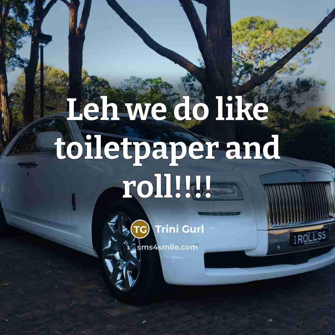 “Leh we do like toiletpaper and roll!!!!” quote by Trini Gurl