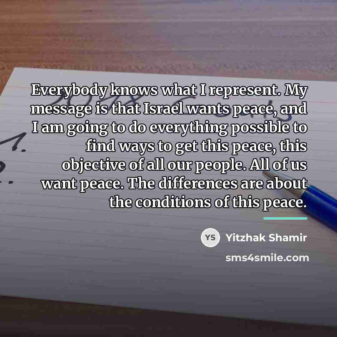 “Everybody knows what I represent. My message is that Israel…” quote by Yitzhak Shamir